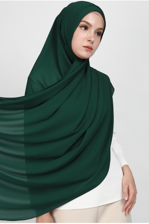 Aida XL Chiffon Tudung Headscarf - Dark Green