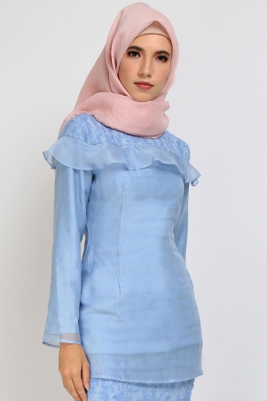 Giana Slightly Fitted Blouse - Dusty Blue