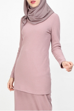 Raynell Knitted Rib Blouse - Mauve