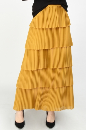 Fatuma Pleated Tier Skirt - Mustard