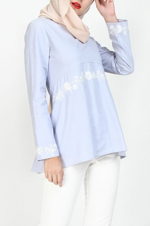 Zosia Embroidered Blouse - Light Blue