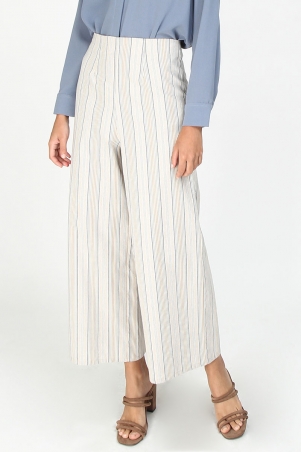 Garryanne Wide Legged Pants - Cream Multicolour Stripes