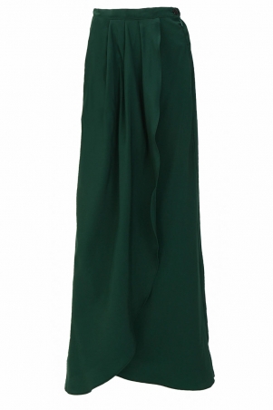 Crystara Wrap Style Pleat Skirt - Dark Green