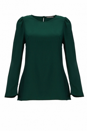 Idalina Puff Sleeve Blouse - Dark Green