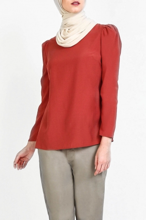 Idalina Puff Sleeve Blouse - Marsala