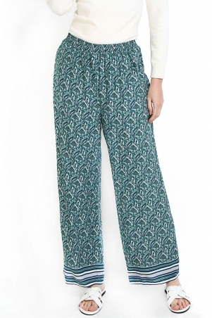 Masuma Wide Legged Pants - Teal Border