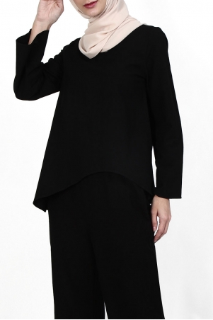 Lanita Asymmetrical Blouse - Black