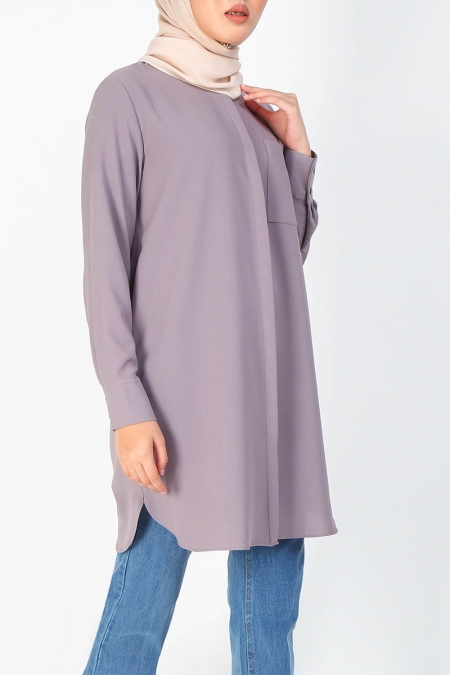 Suhayla Front Button Tunic - Elder Berry