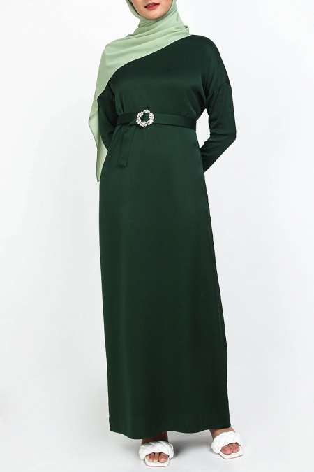 Kessa Drop Shoulder Maxi Dress - Dark Green