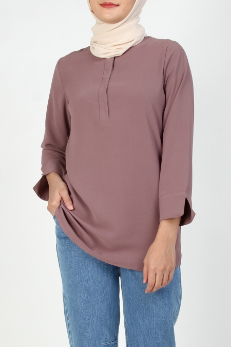 Gurveen Henley Tunic - Rose Taupe