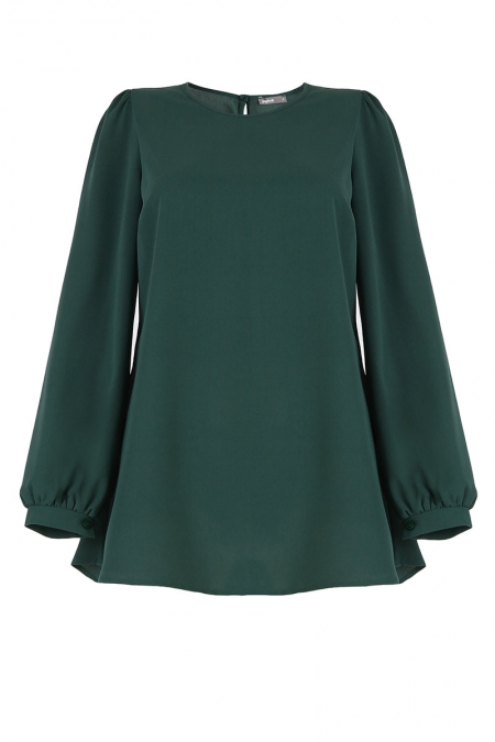 Madina Bubble Sleeve Blouse - Forest Green