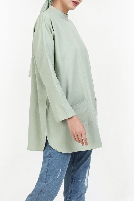 Jinnie Drop Shoulder Blouse - Soft Green