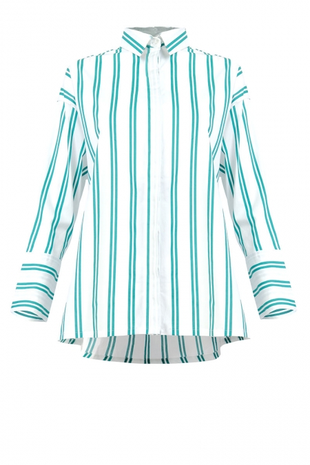 Nana Drop Shoulder Shirt - Green Stripe