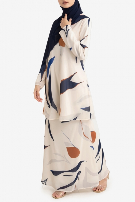 Ayizah Blouse & Skirt - Cream Abstract