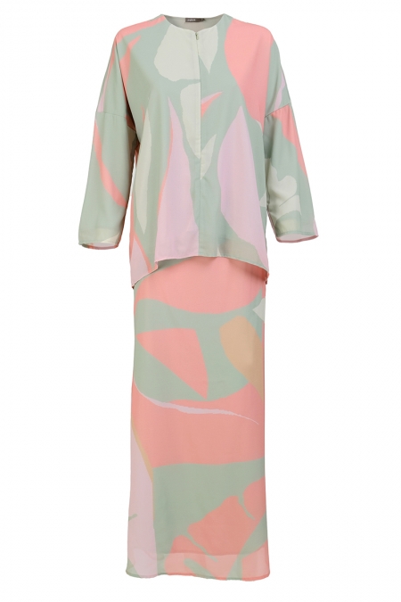 Masuri Blouse & Skirt - Mint Tropical Abstract