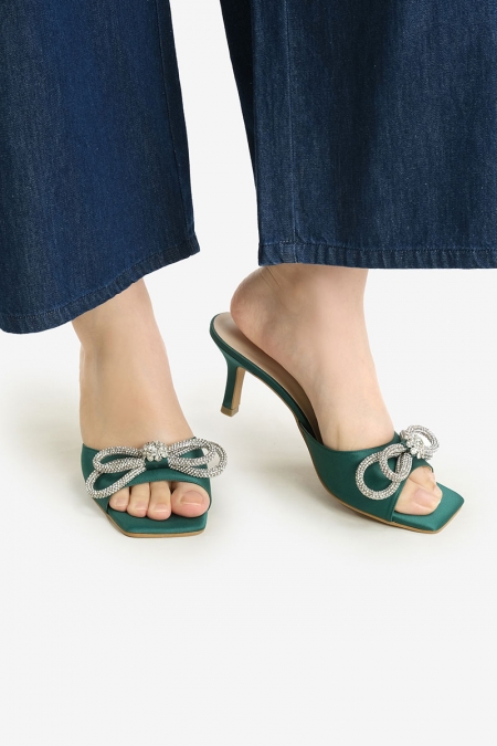 Dianah Bow Mules - Emerald