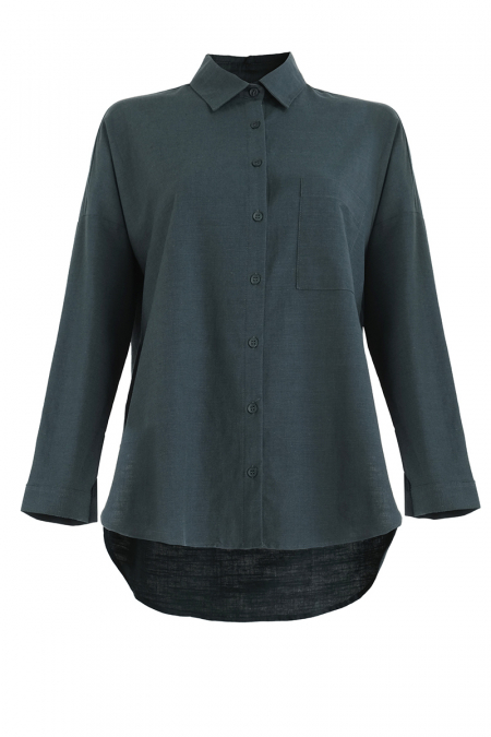 Bittania Front Button Shirt - Forest Green